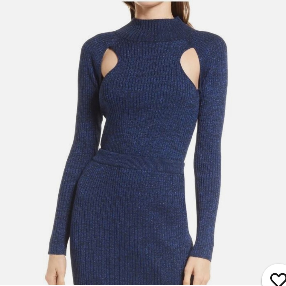 (5/$30 deal) 
Navy Blue Ribbed Cutout Sweater